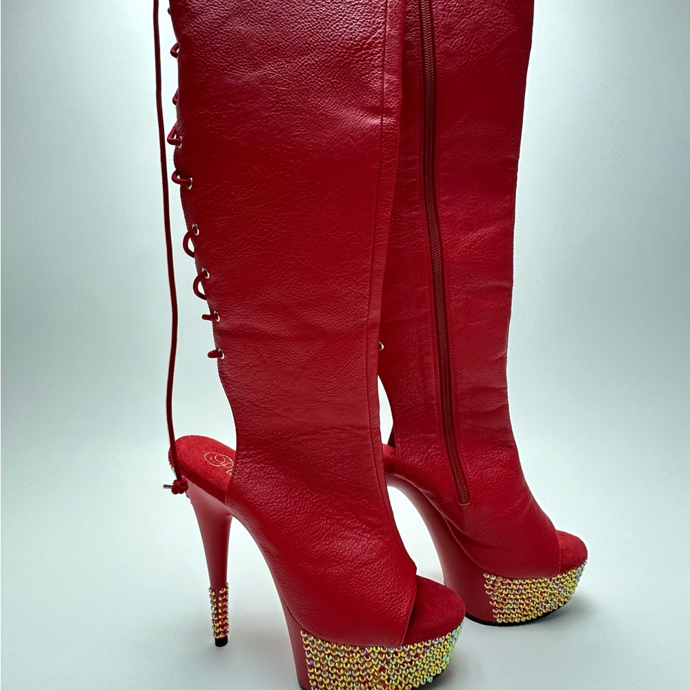 Pleasers Red Boots LIKE NEW!